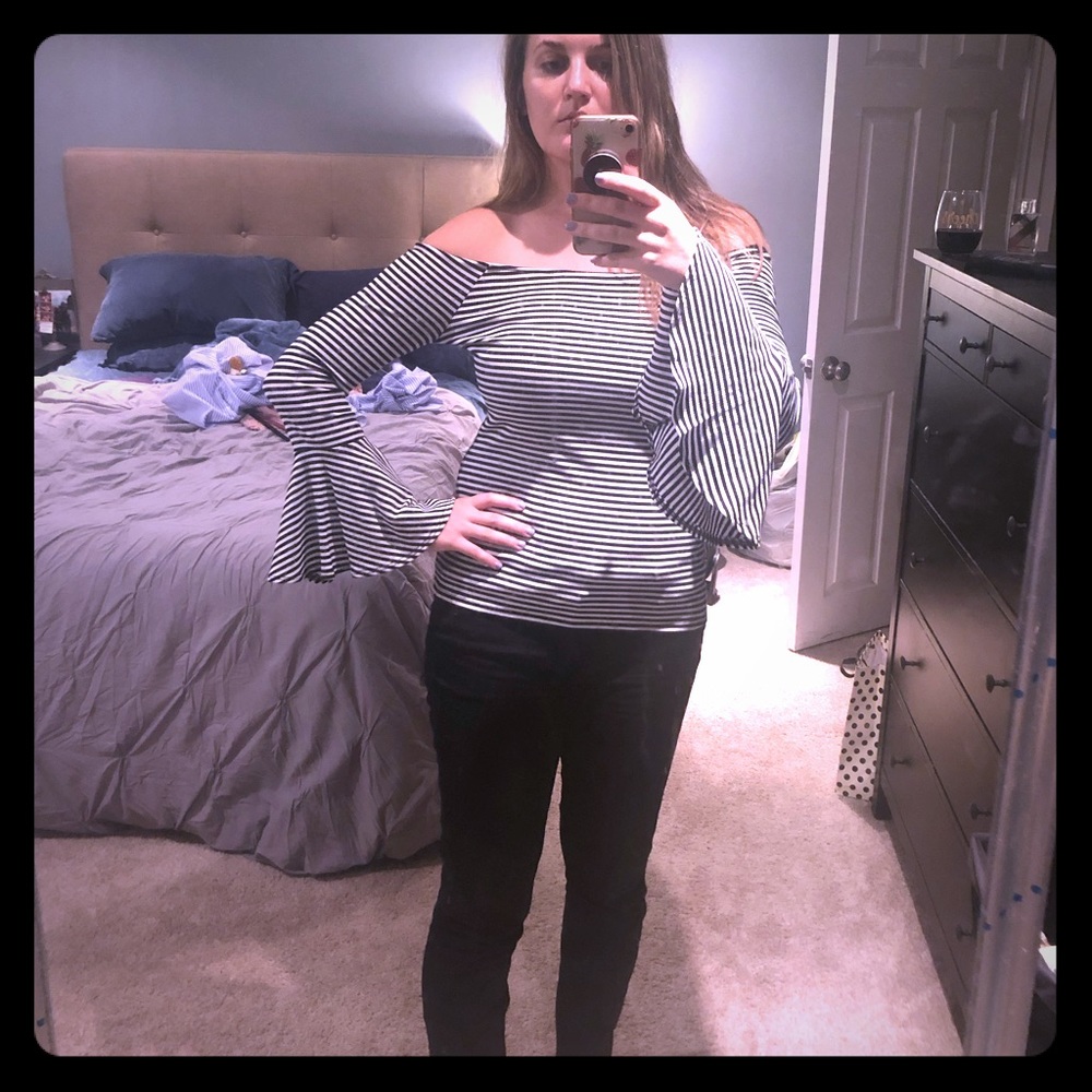 Bar III bell sleeve off the shoulder top